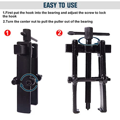 4 Bearing Puller 2'' 3'' 4'' 6'' with 2 Jaws Bearing Puller Tool Adjustable, Chrome Vanadium Steel Bearing Gear Puller Kit Hand Remover Tool Pump Pulley Remover for Wheel, Motorcycle, Bearings, Gears - size: 2-Jaw Bearing Puller 2'' 3'' 4'' 6''