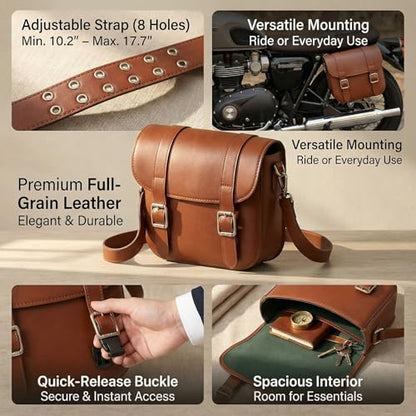 Japard Leather Motorcycle Saddlebags, Retro Bicycle Rack Bag, 2 Pcs Pannier Rear Rack Bike Bags, Biker Side Bags, Brown