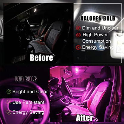 YOGEIER Car LED Bulb, Pink, 24 Sets, Compatible with All Vehicles, Wide Range of Applications, Easy Installation - color: pink