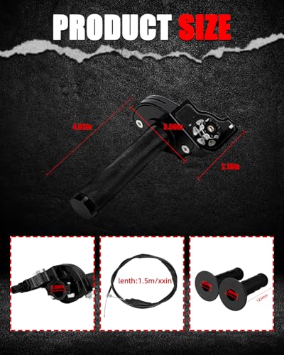 JFG RACING Dirt Bike Visual Throttle Tube Assembly + Cable + Grips 22mm 7/8'' Universal Twist Throttle for Most Motorcycle Pit Bike Mini Bike ATV Scooter, BLACK