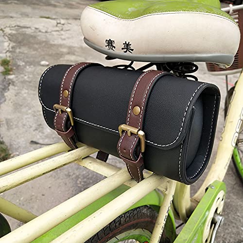 YIBO Motorcycle Fork Bag Quick Release Bag Side Bag Waterproof Universal Tool Bag American Bicycle Side Bag Leather Small Tool Bag (Black 1) - color: Black 1
