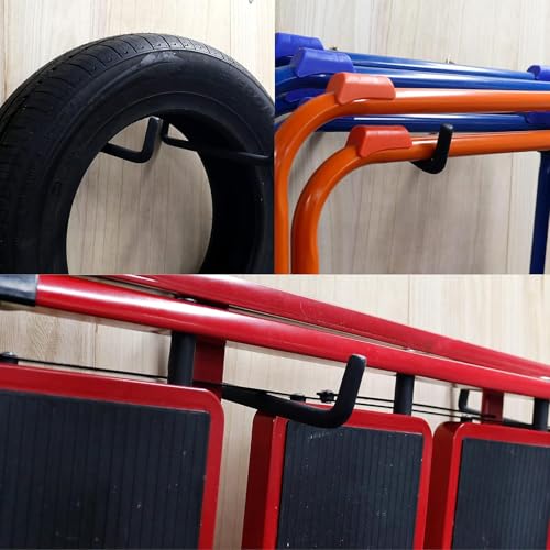 HUHOLE 4 Pack 8.46 Inch Screw in Ladder Hooks for Garage Wall | Utility Hangers with 65 lb Capacity for Ladders, Chairs, Bikes, Hoses, Wheelbarrows and Wall Mount Storage - size: 8.46'' (Width:2'')