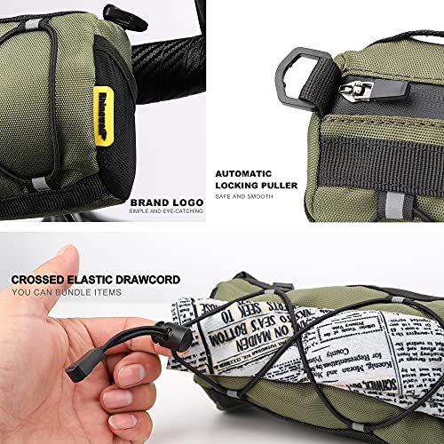 Rhinowalk Bike Handlebar Bag, Bicycle Front Bag Shoulder Bag Storage Bag with Shoulder Strap for Road Mountain Bike Cycling Travel - color: Green