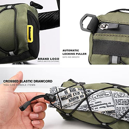 Rhinowalk Bike Handlebar Bag, Bicycle Front Bag Shoulder Bag Storage Bag with Shoulder Strap for Road Mountain Bike Cycling Travel - color: Green