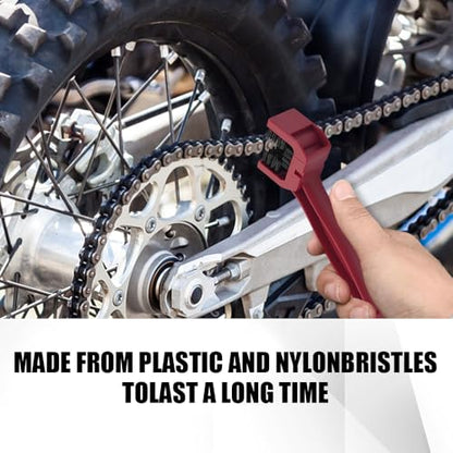 2PCS Bike or Motorcycle Chain Washer, Bicycle Cleaning Chain Double-Ended Brush, Black Durable Motor Chain Gears Cleaning Square Head Brushes, Universal Cleaning Tool (Red/2PCS) - color: Red/2PCS