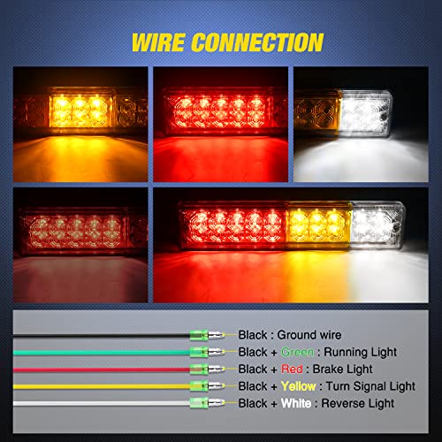 Nilight Trailer Tail Light Bar 2PCS 20LED Brake Running Turn Signals Reverse lights IP65 Waterproof for 10-30V Truck Trailers Caravan Van RV UTV Camper Boat - color: 2Pcs 20LED Trailer Tail Light