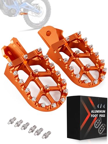 JFG RACING Dirt Bike Foot Pegs,Dirtbike Foot Pegs Foot Pedals Rests CNC for Light Bee/Surron/Sur Ron S/Sur Ron X/X160/X260/CRF150F CRF230F 2003-2019/KDX200 1983-1994 - Orange - color: orange
