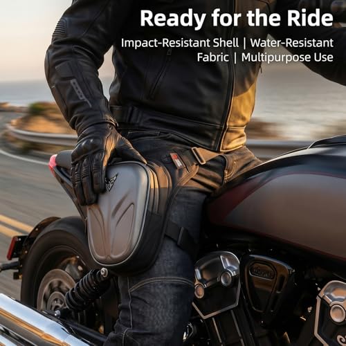 Hard Shell Motorcycle Drop Leg Bag, Expandable Thigh Pack for Men, Water-Resistant Hip Waist Pouch for Riding, Tactical Hiking & Daily Commute, 2-3.2L Capacity (Black) - color: Black