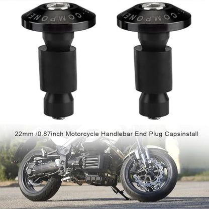 Unifizz Universal Motorbike Bar Ends 22mm 7/8inch CNC Aluminium Motorcycle Handlebar End Slider Plug Caps for Racing ATV Offroad Black