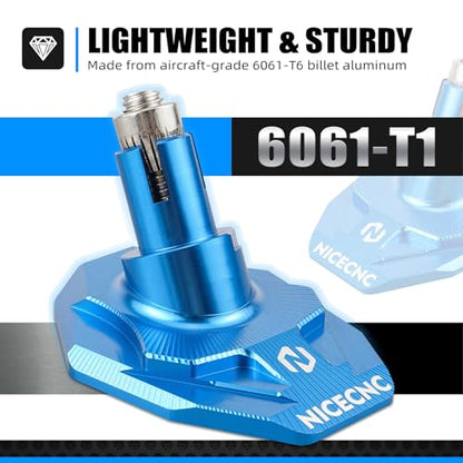 NICECNC Kickstand Foot Extension Pad & Puck, Motorcycle Stand Pad CNC Billet Aluminum Dirt Bike Compatible with KTM 125-530 XC XCW XCF XCF-W EXC EXC-F 2008-2023 Accessories, Blue - color: blue