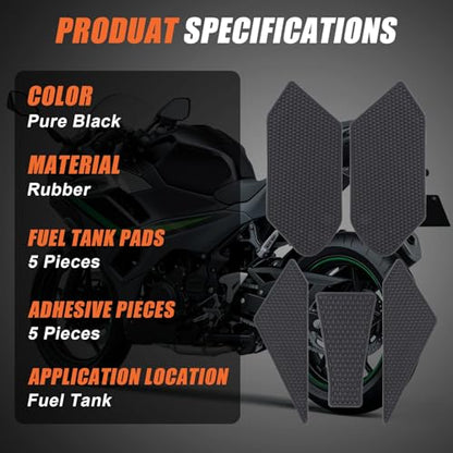 Fuel Tank Pads for Ninja 500 Z500 Ninja 400 with Strong Adhesive - Motorcycle Anti-Slip Fuel Tank Pad Tank Protectors for Ninja 500 Ninja 500 SE Z500 Ninja 400 Z400 2018-2025