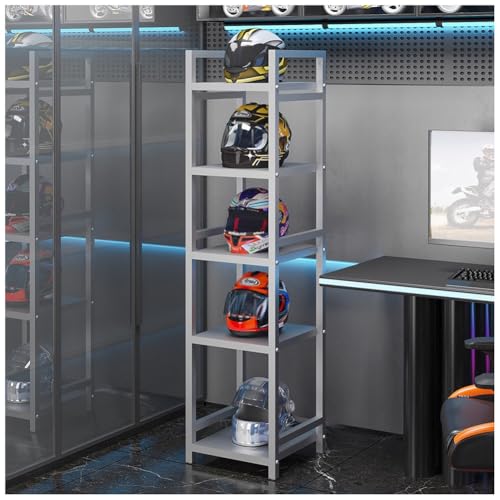 Motorcycle Helmet Holder Floor Mounted Stand, Helmet Rack for Most of Helmet, Riding Gear Display Rack, Storage Rack for Accessories, Jacket, Gloves and Boots(Gray,40x40x170cm) - color: Gray, size: 40x40x170cm