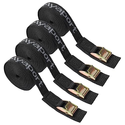 Ayaport Cam Buckle Tie Down Straps Lashing Straps 2200lbs Break Strength Heavy Duty Car Roof Rack Strap for Kayak, SUP, Surfboard, Cargo, Motorcycle, Truck, Boat, Dirt Bike (1" x 8') - color: Black, size: 1" x 8'