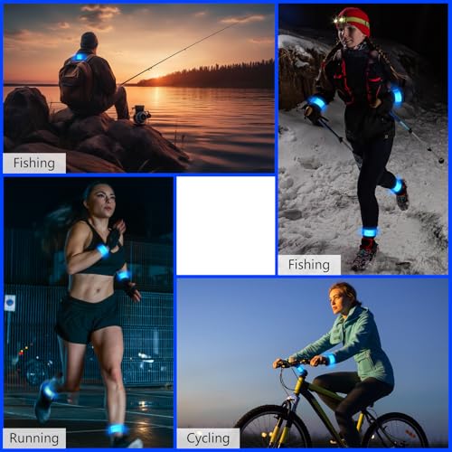 Halloscume Reflective Arm Bands 15.75 in Reflective Snap Bands Slap Bracelets High Visibility Safety Ankle Strips Gift for Night Walking Cycling Running Jogging Hiking - color: Blue
