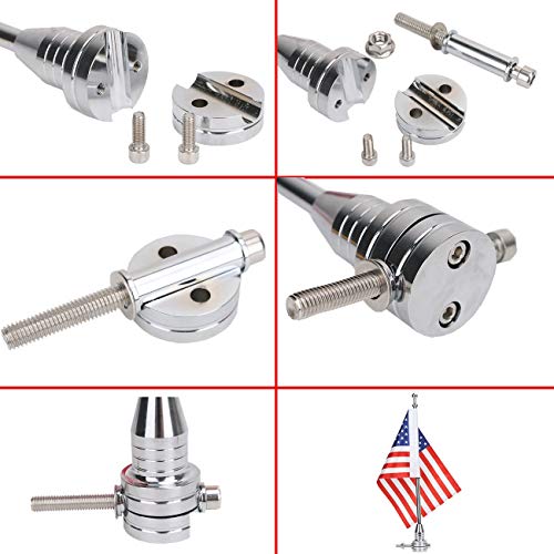 2 Kit of American Flag USA and Motorcycle Flag Pole Mount For Harley Honda Goldwing CB VTX CBR Yamaha Fits 1/2" Round Luggage Rack - color: 2 Set of American Flag