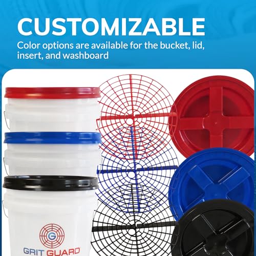 Grit Guard 5 Gallon Washing System | Includes 5 Gallon Bucket, Grit Guard, Bucket Dolly, and Gamma Seal Lid | for Car Wash and Detailing | Blue - Made in the USA - color: Blue