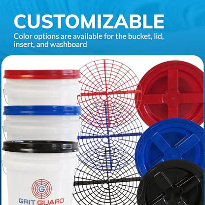 Grit Guard 5 Gallon Washing System | Includes 5 Gallon Bucket, Grit Guard, Bucket Dolly, and Gamma Seal Lid | for Car Wash and Detailing | Black - Made in the USA - color: Black