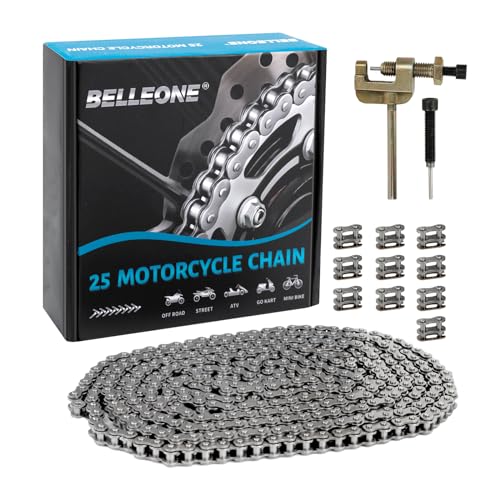 #25 Roller Chain - 10 Feet #25 Chain with 10 Connecting Links & Chain Breaker for Go Karts, Mini Bikes, Scooters, Dirt Bikes, Razor Motorcycles, Pocket Bike and Bycicles - 480 Links - size: 480Link