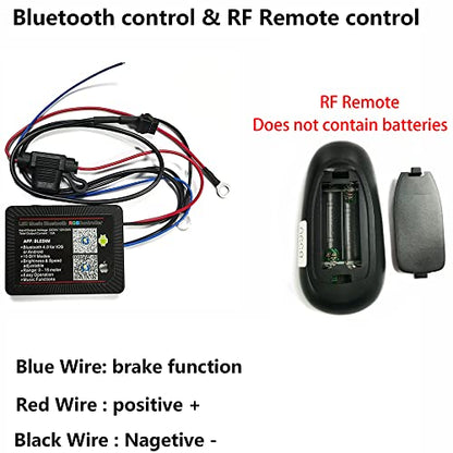 12PC RGB Motorcycle LED Light Kit DC 12V Waterproof Flexible Neon Accent Glow Strip Underglow Light APP Wireless RF Remote Control for Motoycle Scootor SUV Car Golf Cart ATV