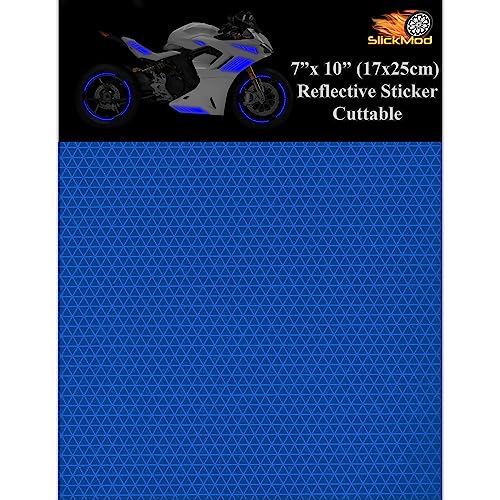SlickMod - Reflective Sticker Sheet for Phone, Camera, Bike, Motorcycle, Stroller, Helmets, Scooter & More - Custom DIY Adhesive Film Kit - High Visibility (3. Blue, 7" x 10") - color: 3. Blue, size: 7" x 10"