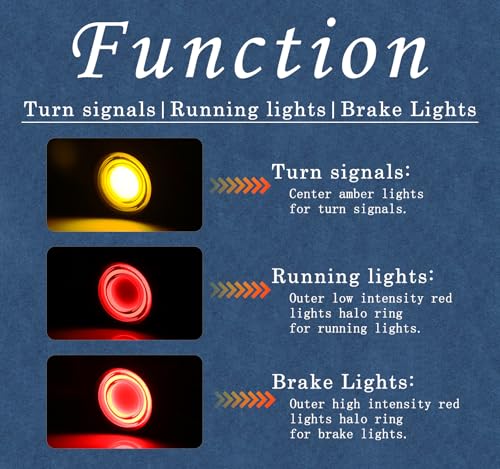 Motorcycle LED Tail Lights Universal Bullet Turn Signals Rear Running Light Motorbike Brake Taillights Compatible with Honda Harley Kawasaki Yamaha Suzuki - color: Amber/Red