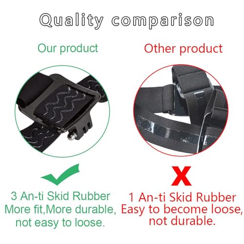 Head Strap Mount Compatible with GoPro Hero 13 12 11 10 9 8/AKASO EK7000 Brave 4 7 LE V50X/DJI Osmo/ODDV/Hiicam/Dragon Touch/Icefox/WOLFANG/Jadfezy Action Cameras Elastic Flexible Head Belt