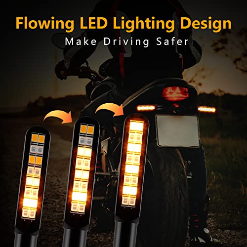 iFunyLED 2PCS Flowing LED Motorcycle Turn Signal Strobe Brake Tail Lights, Aluminum Alloy 12V Super Bright Motorbike Front Rear Blinkers Fit for Harley Honda KTM Kawasaki Suzuki Yamaha - Red & Amber - color: Red & Amber