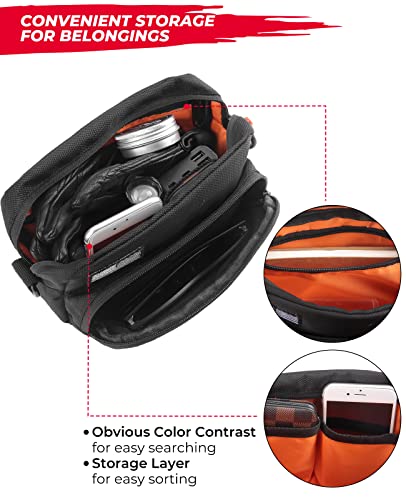 KEMIMOTO Motorcycle Bag, Handlebar Tool Bag Storage Accessory Saddlebag Universal for Front Fork Handle Bar Sissy Bar Compatible with Cruiser Softail Dyna Sportsters - style: Nylon