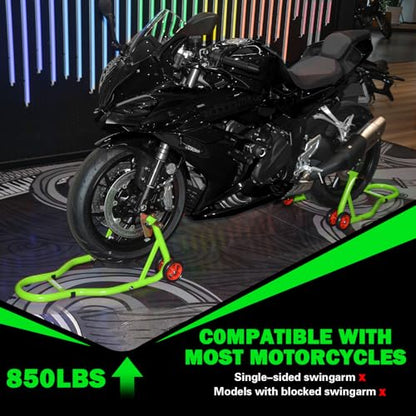 MOTO4U Motorcycle Stands Front and Rear, Front Rear Combo Stand Universal Wheel Lift Stand Swingarm Spool Lift Stand Paddock Stand Green - size: Front & Rear Stand Green