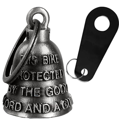 Dream Apparel Motorcycle Bell Guardian Angel Drive Away Gremlin, Biker Bell for Men Women Rider Riding, Good Luck Gift - color: This Bike Protected By the Good Lord