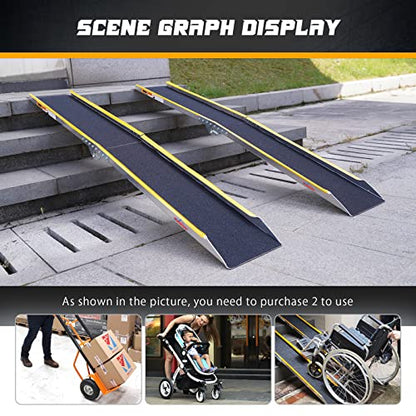 Ruedamann 71" Aluminum Loading Ramps for Pickup Trucks Trailers, Folding Motorcycle Ramp, 600Lbs Capacity, Snowmobile Ramp, ATV Truck Ramps for Dirt Bike, Tractor, Tailgate Bed, Usable Width 8.5", 1PC - size: 71'' - 600 lbs