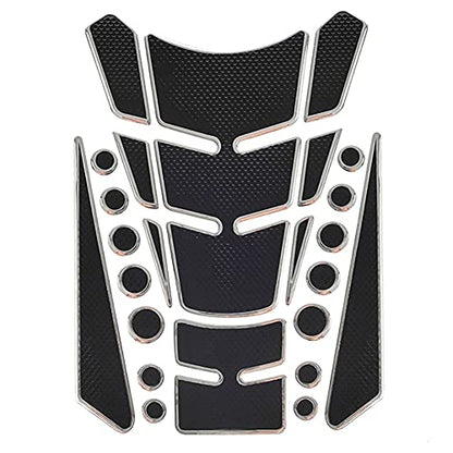 1 Set Silver Universal 3D Motorcycle Gas Tank Sticker, Fuel Tank Protector Decal Pad Self-adhesive and Waterproof - color: Silver