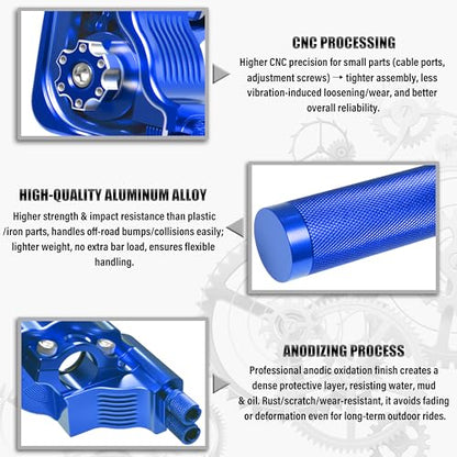 Universal 7/8" Big Twist Throttle Assembly, Dual Push-Pull Cable with Transparent Window for 110-650cc Dirt Pit Bike, Motocross, ATV & Quad, CNC Aluminum Quick Twister Throttle Grip (Blue) - color: Blue