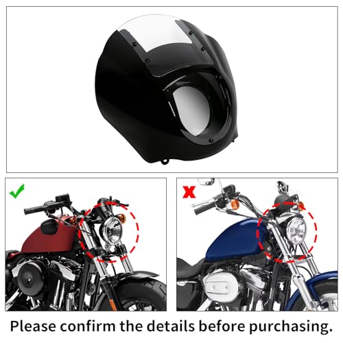 Clear Windshield Fairings Quarter Head Fairing Windshield with 41mm Fork Clamps Fit for Harley Sportster XL883 XL1200 - color: Clear Windshield + 41mm Black Clamps