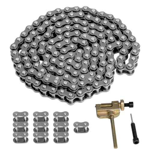 25 Roller Chain 3 Feet with 10 Connecting Link and Chain Breaker, #25 Drive Chain Compatible with Razor 50cc MX500 MX650 SX500 Rocket Bike, Fit for Go Karts/Mini Bikes/Dirt Bike/Scooters/ATV - size: 144 Link