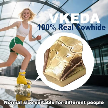 100% Real Cowhide | Toe Cap Guard Protectors | Roller Skate Derby Speed 1 Pair(Golden) - color: Golden