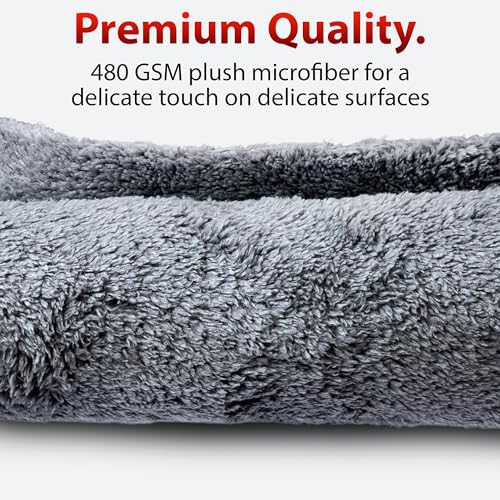 Adam's Borderless Grey Microfiber Towel (6pk) - Premium Ultra Soft Car Detailng Towel Cloths, 480gsm - Safe for Car Wash, Home Cleaning & Pet Drying Cloths (16 Inch x 16 Inch) - size: Pack of 6