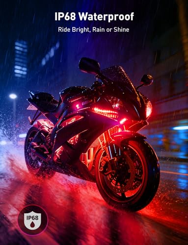 10PCS RGB Motorcycle LED Underglow Lights Kit with App Control Fits Harley Davidson Honda Kawasaki Suzuki - size: 10PCS