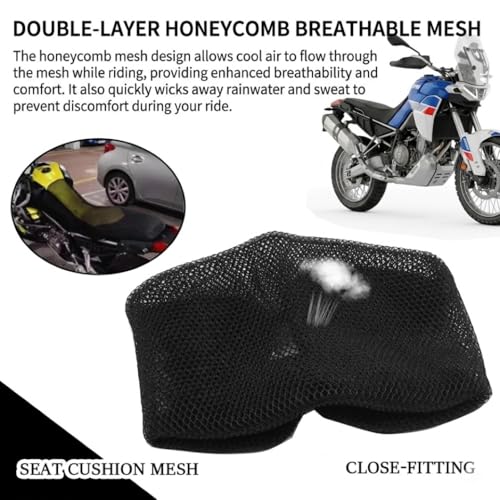 Motorcycle Seat Cover for Aprilia Tuareg 660 2021-2023, 3D Mesh Airflow Breathable Seat Cushion Protector, Anti-Slip Heat Insulation Sun-Proof Saddle Pad Accessories