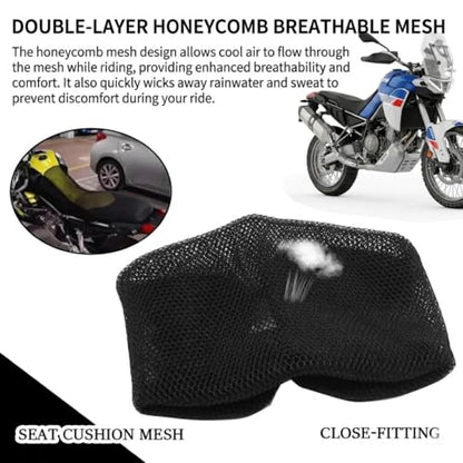 Motorcycle Seat Cover for Aprilia Tuareg 660 2021-2023, 3D Mesh Airflow Breathable Seat Cushion Protector, Anti-Slip Heat Insulation Sun-Proof Saddle Pad Accessories
