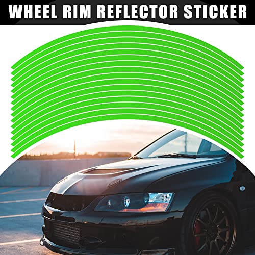 X AUTOHAUX 16pcs Fit 17" Wheel Motorcycle Car Bike Wheel Rim Sticker Strips Reflective Stripe Tape Reflector Green - color: Green