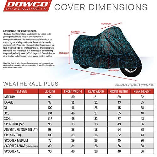 Dowco Guardian 51614-00 WeatherAll Plus Indoor/Outdoor Waterproof Motorcycle Cover: Black, Adventure Touring