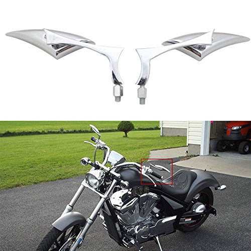 Chrome 8mm/10mm Motorcycle Blade Steady CNC Aluminum Rearview Side Mirrors Compatible with Cruiser Chopper Street Bike Scooter Dirt Bike - color: Chrome
