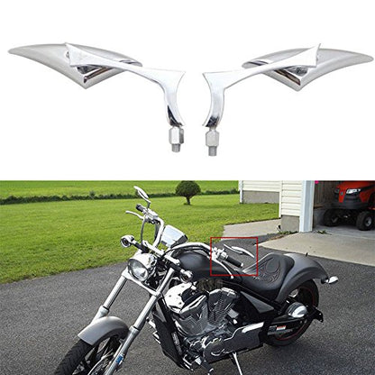 Chrome 8mm/10mm Motorcycle Blade Steady CNC Aluminum Rearview Side Mirrors Compatible with Cruiser Chopper Street Bike Scooter Dirt Bike - color: Chrome