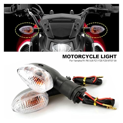2PCS Motorcycle Turn Signal Light Indicator Lamp Compatible With YAMAHA YZF R1 R6 R125 R25 R3 FZ-6N XJ6 Front Back Blinker Blub (Black) - color: Black
