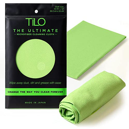 TILO Microfiber Cleaning Cloth – 19x13 Inch Ultra-Absorbent, Reusable Soft Polishing Cloth for Dust, Grease, Dirt – Non-Abrasive – Green - color: Green