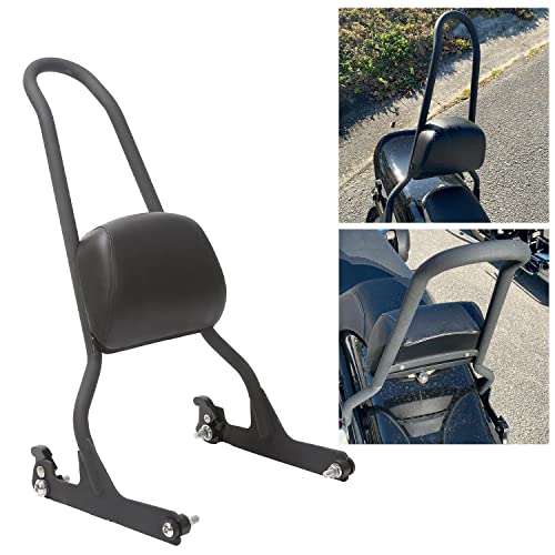 ECOTRIC Motorcycle Detachable Sissy Bar Backrest Pad Compatible with 2006-2017 Harley Davidson Fatboy Fat boy LO FLSTF Softail FXST FLST CVO Rear Passenger Adjustable Back rest Black Steel