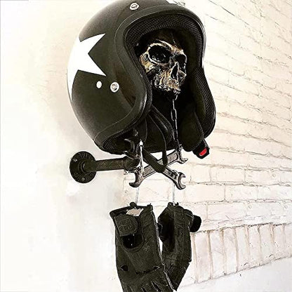 Personalized Cool Wall Mount Motorcycle Skull Helmet Holder, Skull with Beard-Helmet Rack,Removable Resin Crafts Motorcycle Helmet, Hanger for Coats, Bike,Baseballs and Rugby Helmet Caps, - color: C