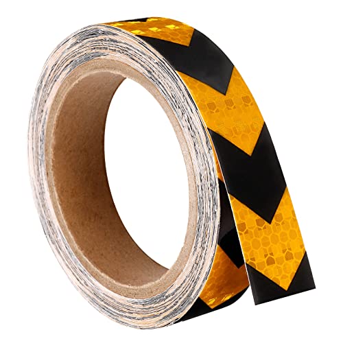PATIKIL Reflective Tape, 1 Roll 30 Ft x 1-inch Waterproof Adhesive High Visibility Caution Warning Safety Tape Reflector for Trucks Trailers Cars, Arrow Yellow Black - color: Yellow Black, size: 30 ft x 1-inch