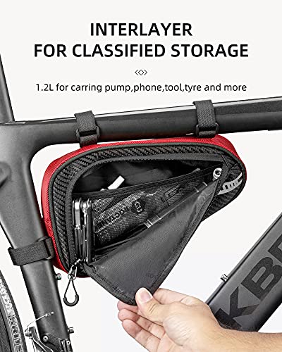 ROCKBROS Bike Bicycle Triangle Bag Bike Storage Bag Bicycle Frame Pouch Bag for MTB Road Bike Cycling Bike Accessories - color: Red Black